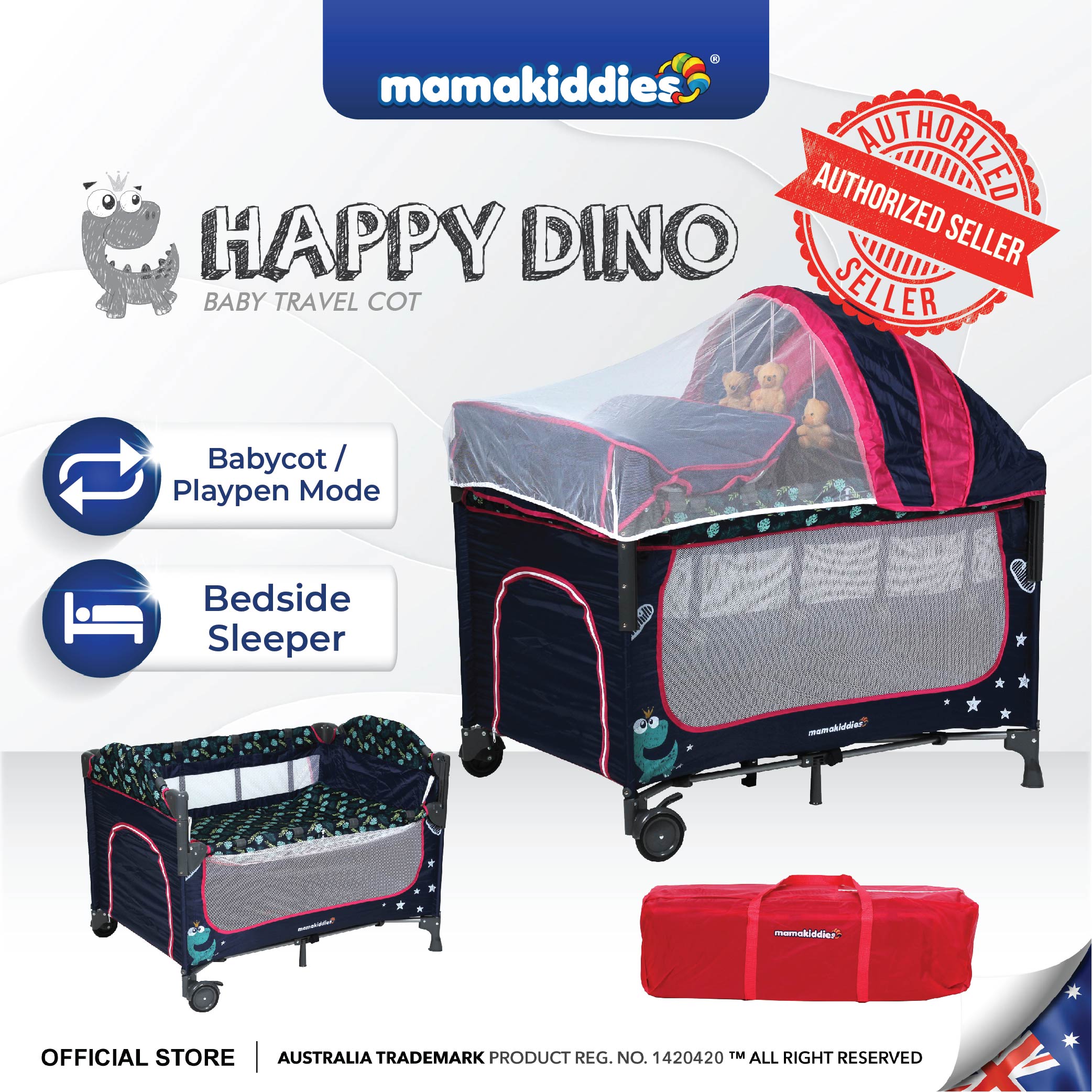 Happy dino lilly multifunctional cot best sale